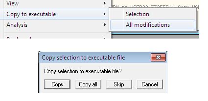 Copy to executable